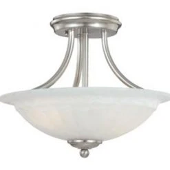 Discount ✔️ Patriot Lighting® Savvy Satin Nickel 2-Light Semi-Flush Mount Ceiling Light ✔️