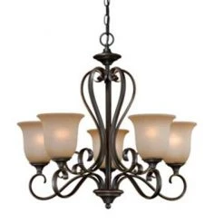 New 🎁 Patriot Lighting® Mavis 5-Light Oil Brushed Bronze With Gold Accent Chandelier 🥰